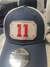 Load image into Gallery viewer, FIre Department Front shield insert styled cap-New Era Stretch Mesh NAVY/NAVY