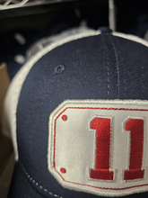 Load image into Gallery viewer, FIre Department Front shield insert styled cap-New Era Stretch Mesh NAVY/NAVY