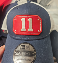 Load image into Gallery viewer, FIre Department Front shield insert styled cap-New Era Stretch Mesh NAVY/NAVY