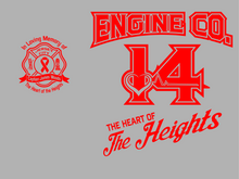 Load image into Gallery viewer, THE HEART of the HEIGHTS tee in honor of Captain James "Woodsy" Woods