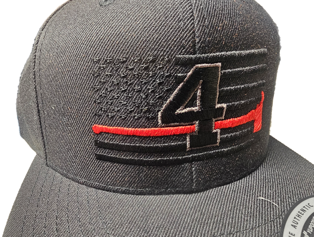 FIRE DEPARTMENT THIN RED LINE FLAG CAP WITH COMPANY NUMBER