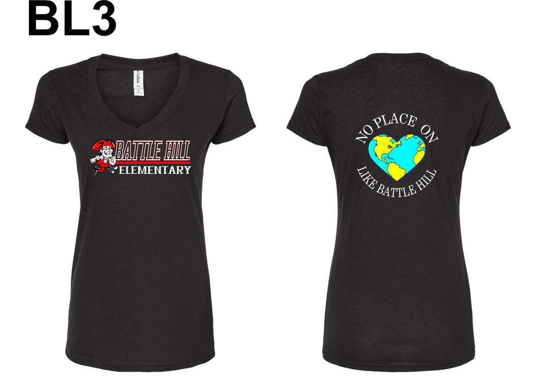 Battle Hill Elementary School Ladies V-neck Tee