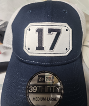 Load image into Gallery viewer, FIre Department Front shield insert styled cap New Era STRETCH MESH NAVY/WHITE
