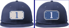 Load image into Gallery viewer, FIre Department Front shield insert styled cap New Era STRETCH MESH NAVY/WHITE (Rescue/Squad)
